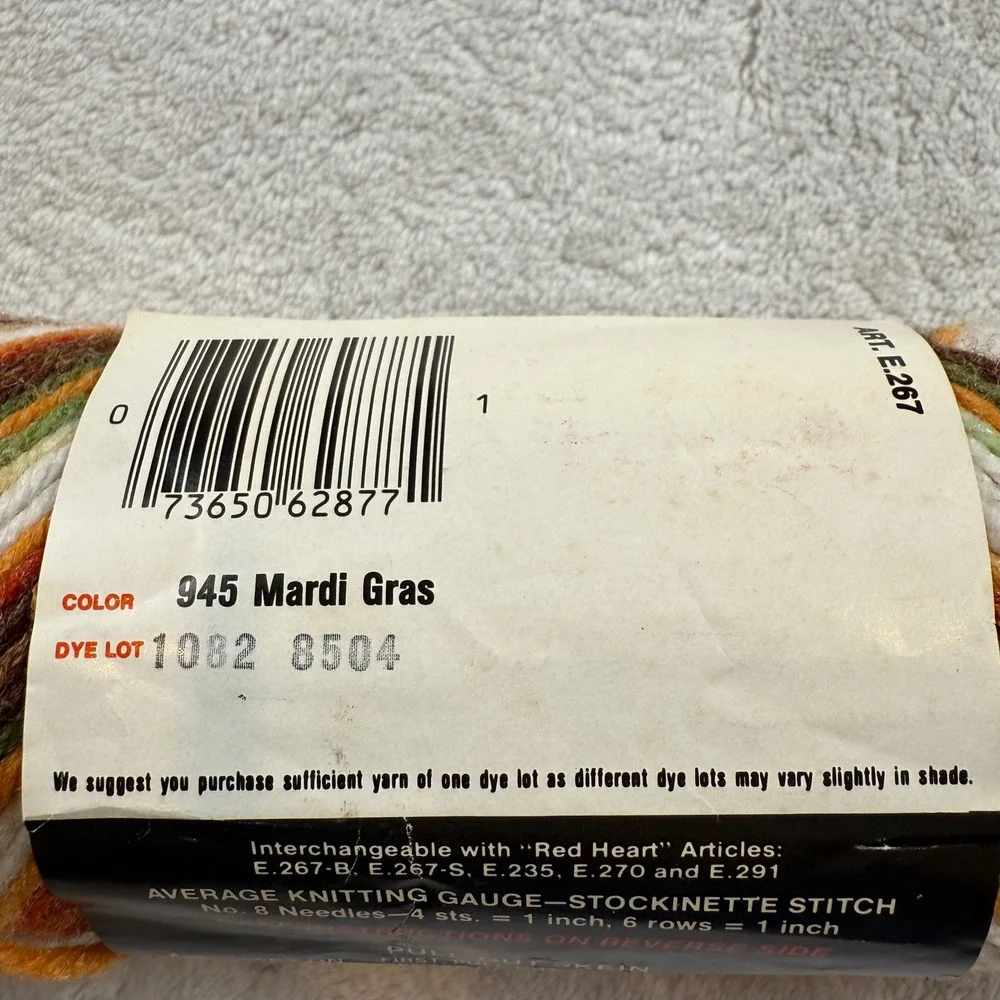 Red Heart 4 Ply Hand Knitting Yarn Mardi Gras Color E.267 Acrylic Fiber - Picture 4 of 5